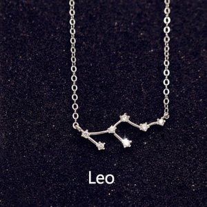 925 Sterling Silver Diamond Zodiac Necklace--Leo